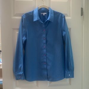 Foxcroft Non Iron Blue Cotton Shirt Sz14
